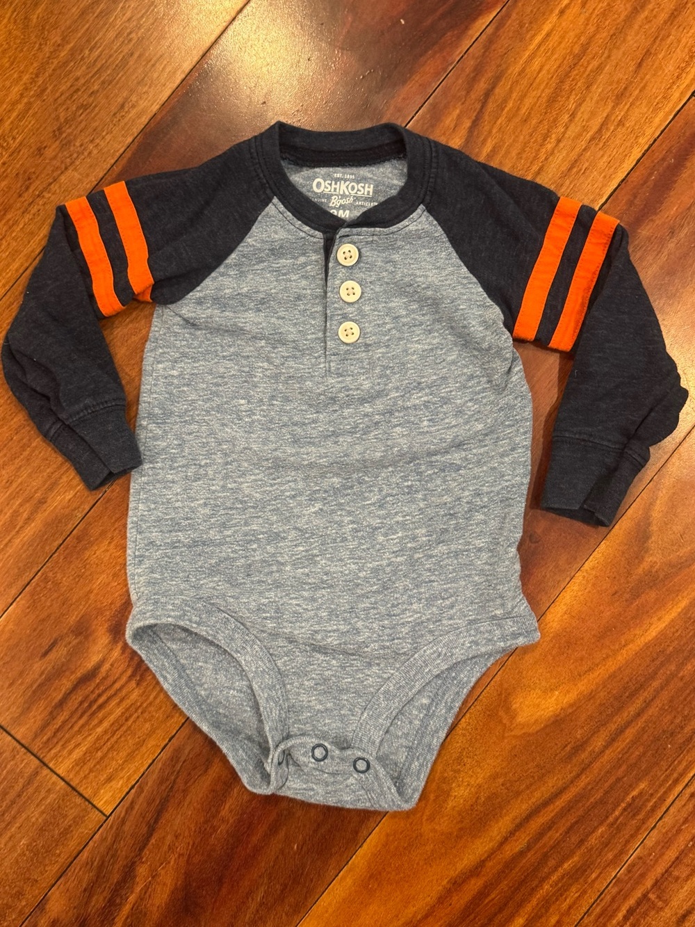 OshKosh B’gosh Henley Long-Sleeve Baby One-Piece Onsie - Size 9 Month